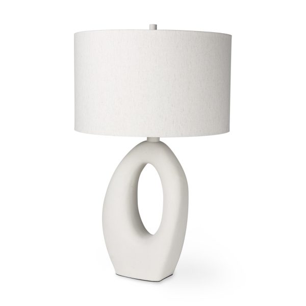 Tao 20.0L x 20.0W x 33.0H Cream Base WWhite Shade Table Lamp