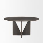 Tarro 60" Round Textured Espresso Wood w/ Geometrical Base Dining Table
