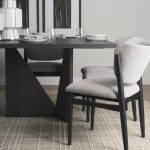 Tarro 84" Rectangular Textured Black Wood w/ Geometrical Base Dining Table