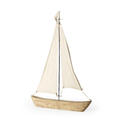 Tartane Large 22L x 2W Brown/Cream Nautical Inspired Sailboat