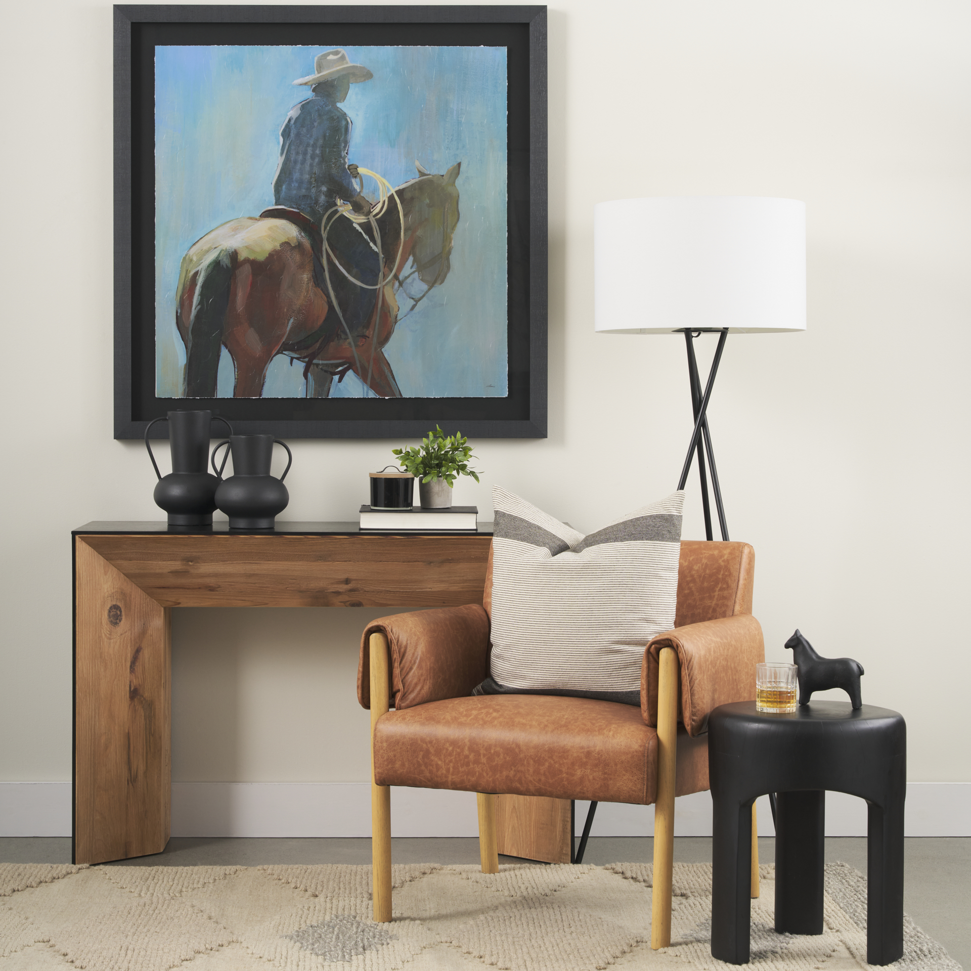 Tasya Large Matte Black w/ Handles Metal Vase 2 Tasya Large Matte Black w/ Handles Metal Vase - Image 2