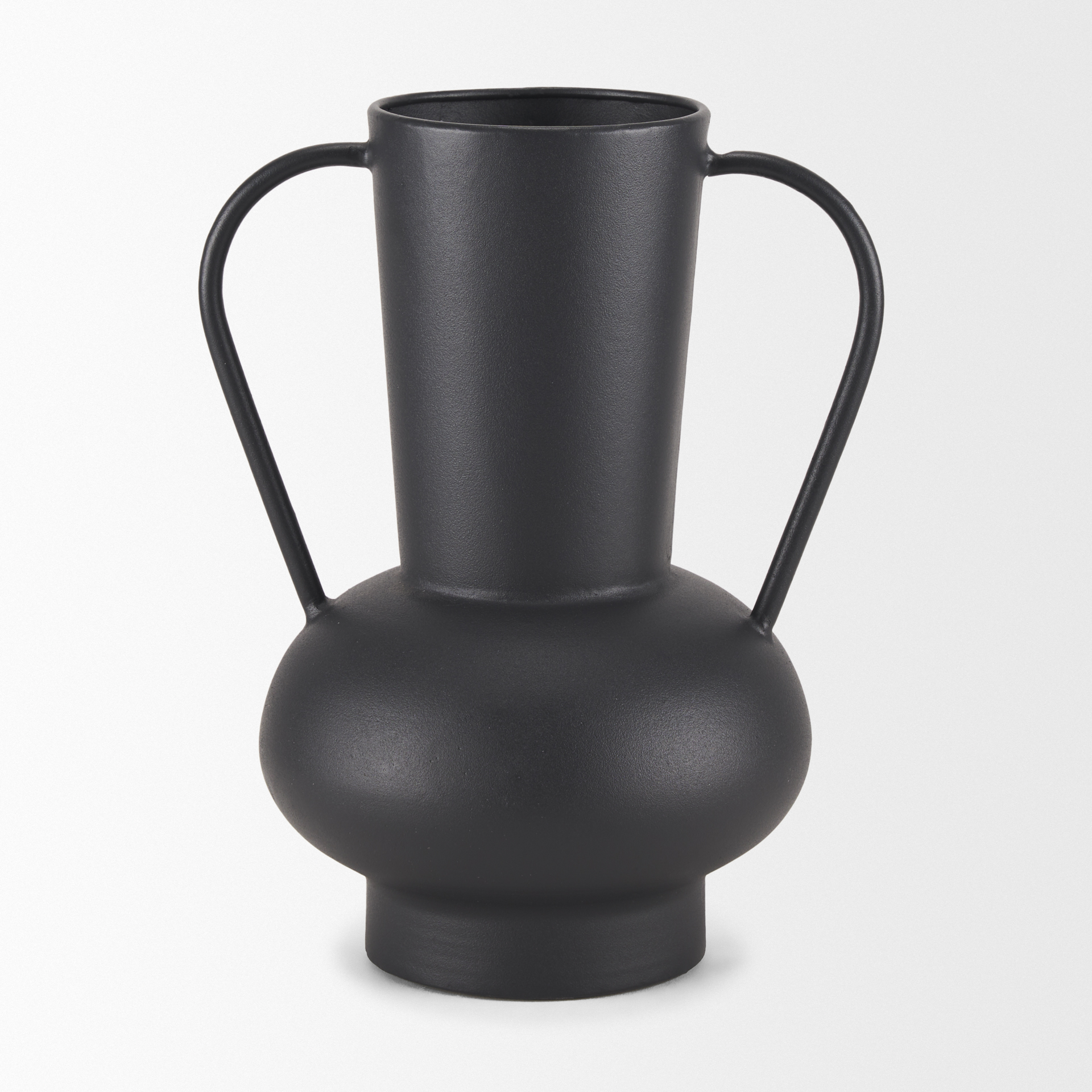 Tasya Large Matte Black w/ Handles Metal Vase 4 Tasya Large Matte Black w/ Handles Metal Vase - Image 4