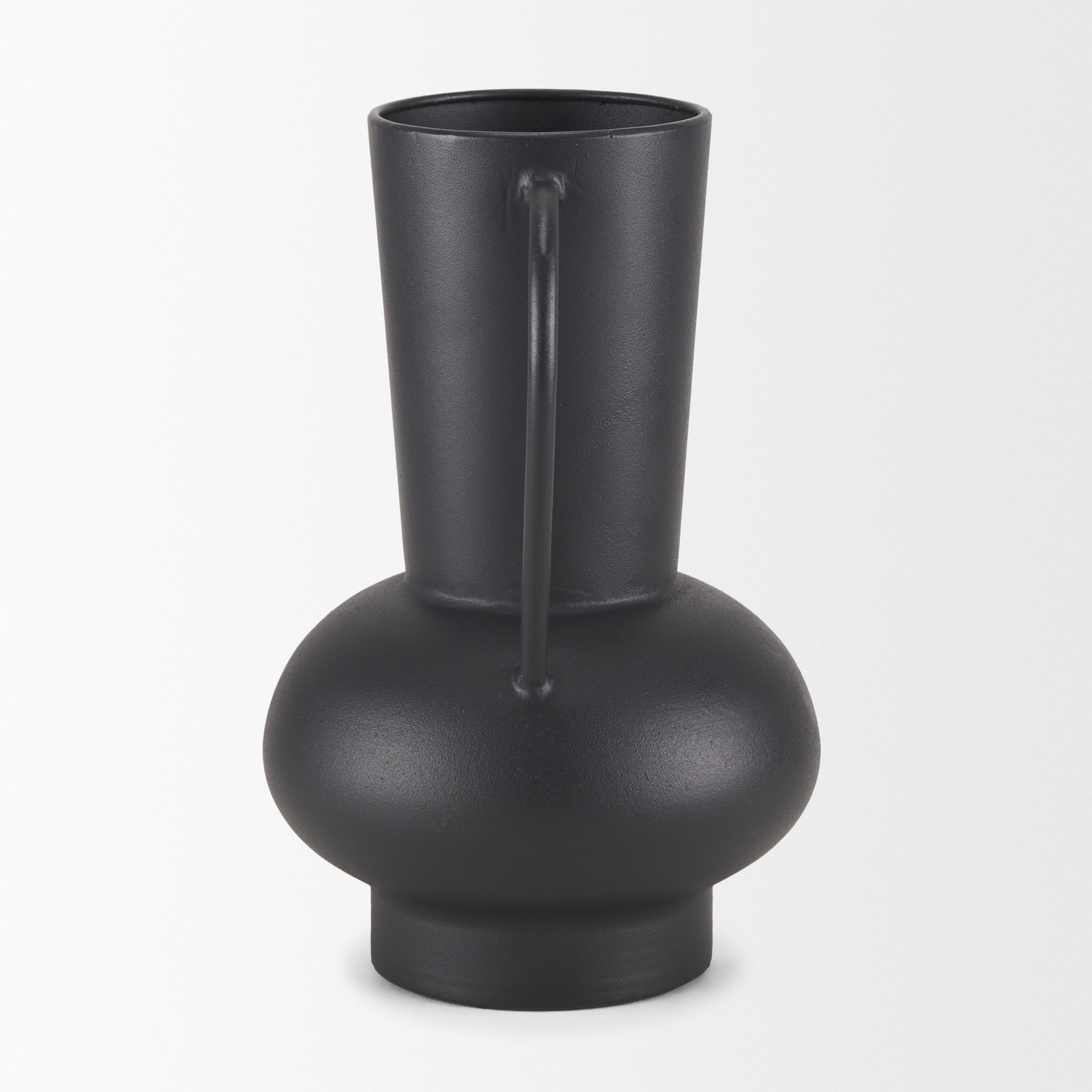 Tasya Large Matte Black w/ Handles Metal Vase 5 Tasya Large Matte Black w/ Handles Metal Vase - Image 5