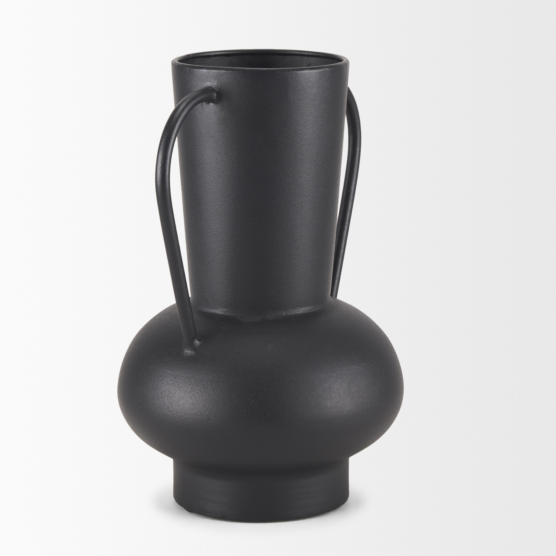 Tasya Large Matte Black w/ Handles Metal Vase 6 Tasya Large Matte Black w/ Handles Metal Vase - Image 6