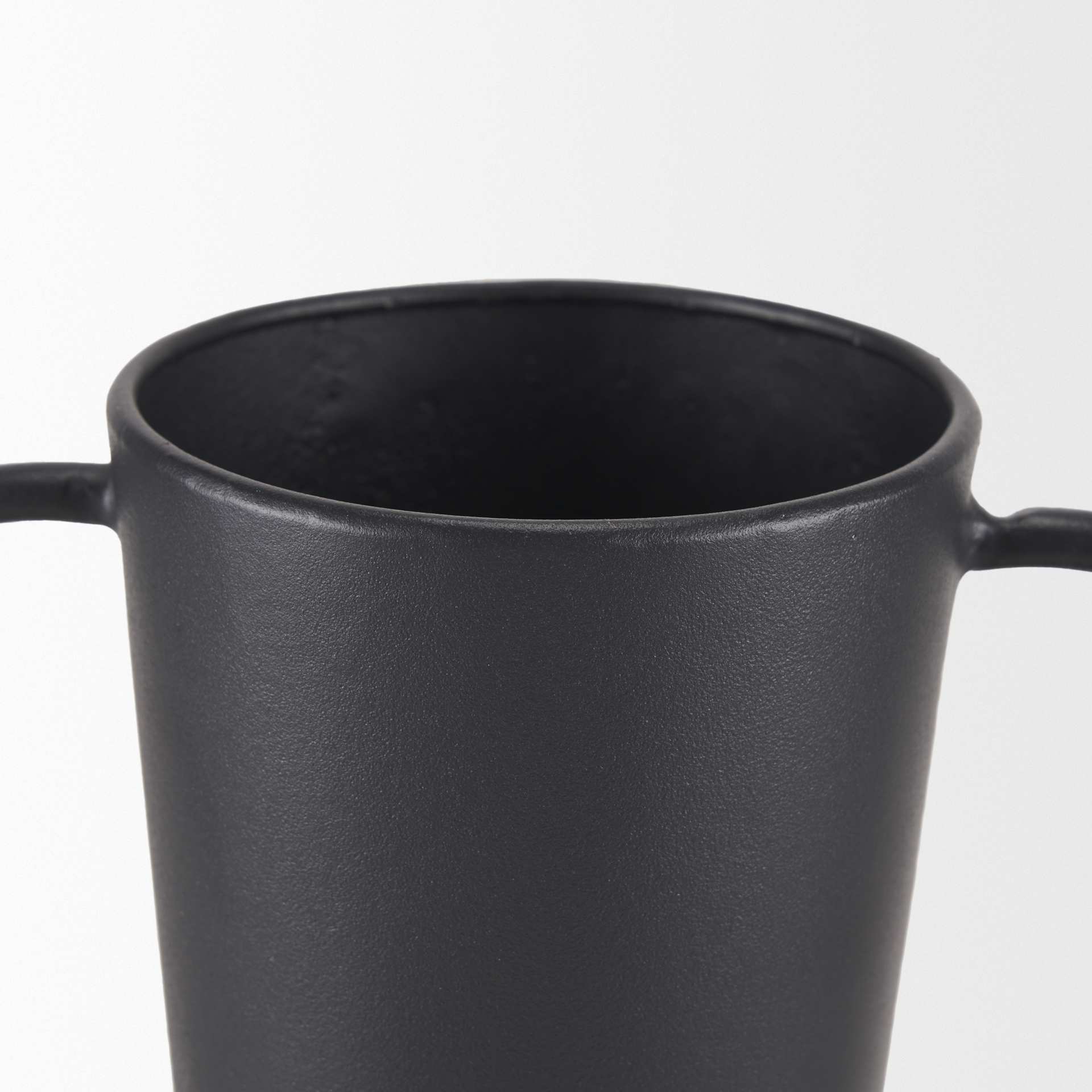 Tasya Large Matte Black w/ Handles Metal Vase 7 Tasya Large Matte Black w/ Handles Metal Vase - Image 7