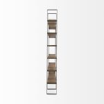Taunton 80L x 10.5W x 90H Medium Brown Wood W/ Antique Nickel Metal Frame 6 Tier Shelving Unit