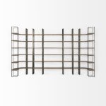 Taunton 80L x 10.5W x 90H Medium Brown Wood W/ Antique Nickel Metal Frame 6 Tier Shelving Unit