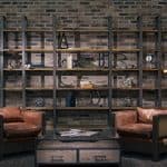 Taunton I 80L x 10.5W x 90H Brown Wood and Black Iron Six Shelving Unit