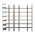 Taunton I 80L x 10.5W x 90H Brown Wood and Black Iron Six Shelving Unit