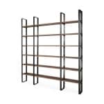 Taunton II 80L x 10.5W x 90H Dark Brown Wood And Black Iron Six Shelving Unit