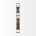 Taunton II 80L x 10.5W x 90H Dark Brown Wood And Black Iron Six Shelving Unit