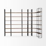 Taunton II 80L x 10.5W x 90H Dark Brown Wood And Black Iron Six Shelving Unit