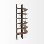 Taunton II 80L x 10.5W x 90H Dark Brown Wood And Black Iron Six Shelving Unit