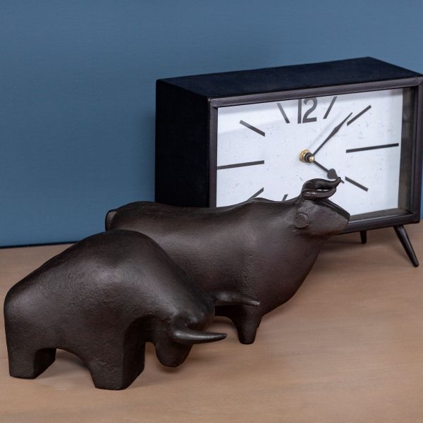 Taurus II 9L x 4W Black Cast Aluminum Bull Decorative Object 1