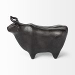 Taurus II 9L x 4W Black Cast Aluminum Bull Decorative Object