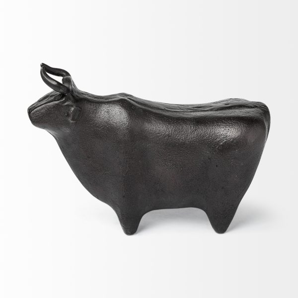 Taurus II 9L x 4W Black Cast Aluminum Bull Decorative Object 5