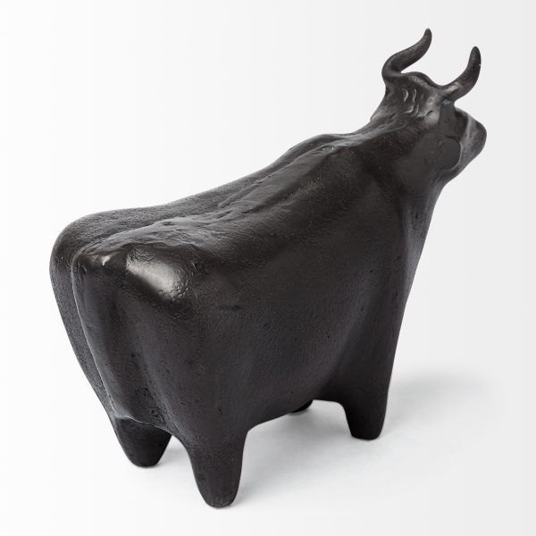 Taurus II 9L x 4W Black Cast Aluminum Bull Decorative Object 6