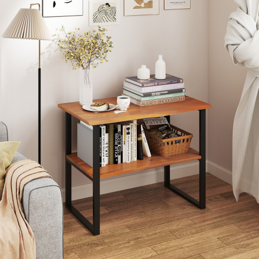 Teak Wood 2-Tier End Table with Open Shelves 2 Teak Wood 2-Tier End Table with Open Shelves - Image 2