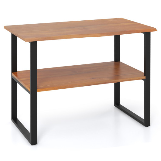Teak Wood 2-Tier End Table with Open Shelves 3 Teak Wood 2-Tier End Table with Open Shelves - Image 3