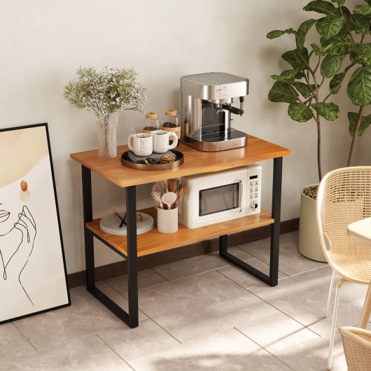 Teak Wood 2-Tier End Table with Open Shelves 6 Teak Wood 2-Tier End Table with Open Shelves - Image 6