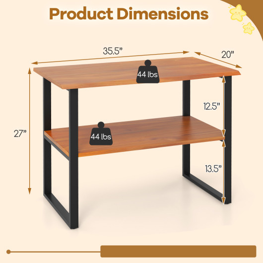 Teak Wood 2-Tier End Table with Open Shelves 4 Teak Wood 2-Tier End Table with Open Shelves - Image 4