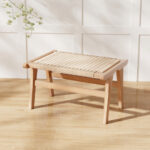 Teak Wood Ottoman with Braided Rope for Living Room 8 Teak Wood Ottoman with Braided Rope for Living Room