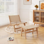 Teak Wood Ottoman with Braided Rope for Living Room 9 Teak Wood Ottoman with Braided Rope for Living Room