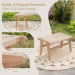 Teak Wood Ottoman with Braided Rope for Living Room 14 Teak Wood Ottoman with Braided Rope for Living Room
