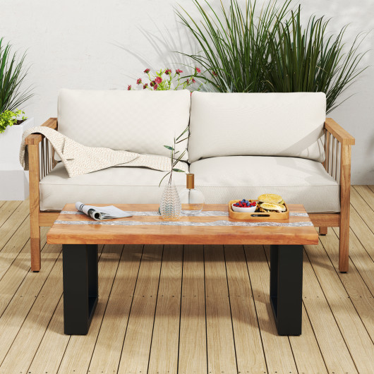 Teak Wood Coffee Table with River-Inspired Epoxy Tabletop 2 Teak Wood Coffee Table with River-Inspired Epoxy Tabletop - Image 2