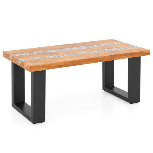 Teak Wood Coffee Table with River-Inspired Epoxy Tabletop 3 Teak Wood Coffee Table with River-Inspired Epoxy Tabletop - Image 3