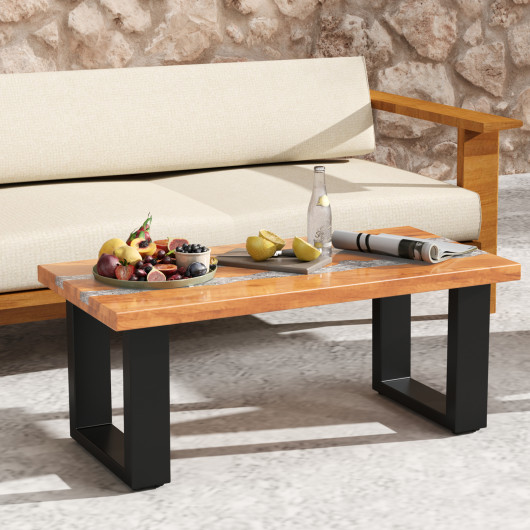 Teak Wood Coffee Table with River-Inspired Epoxy Tabletop 6 Teak Wood Coffee Table with River-Inspired Epoxy Tabletop - Image 6