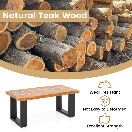 Teak Wood Coffee Table with River-Inspired Epoxy Tabletop 7 Teak Wood Coffee Table with River-Inspired Epoxy Tabletop - Image 7
