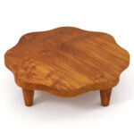 Teak Wood Flower-Shaped Pedestal Stand for Decor and Snacks 10 Teak Wood Flower-Shaped Pedestal Stand for Decor and Snacks