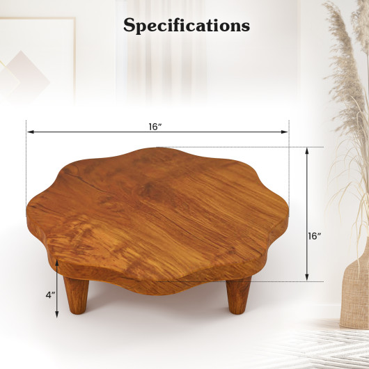 Teak Wood Flower-Shaped Pedestal Stand for Decor and Snacks 5 Teak Wood Flower-Shaped Pedestal Stand for Decor and Snacks - Image 5