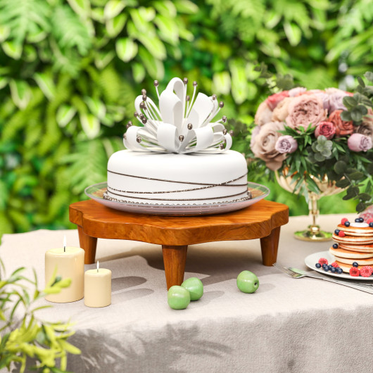 Teak Wood Flower-Shaped Pedestal Stand for Decor and Snacks 6 Teak Wood Flower-Shaped Pedestal Stand for Decor and Snacks - Image 6