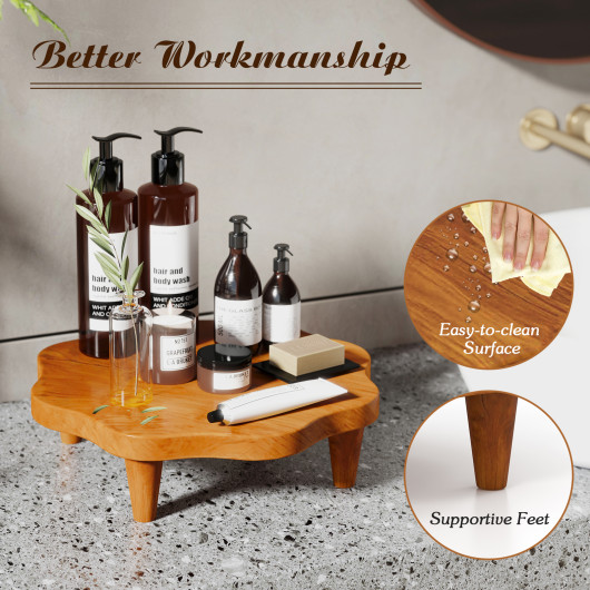 Teak Wood Flower-Shaped Pedestal Stand for Decor and Snacks 7 Teak Wood Flower-Shaped Pedestal Stand for Decor and Snacks - Image 7