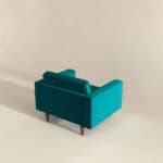 Teal Velvet Mid-Century Modern Lounge Chair With Walnut Legs