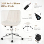 Armless White Teddy Fleece Office Chair with Adjustable Height