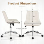 Armless White Teddy Fleece Office Chair with Adjustable Height