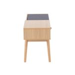 Telephone Contemporary Natural Wood and Grey Fabric Bench 12 Telephone Contemporary Natural Wood and Grey Fabric Bench