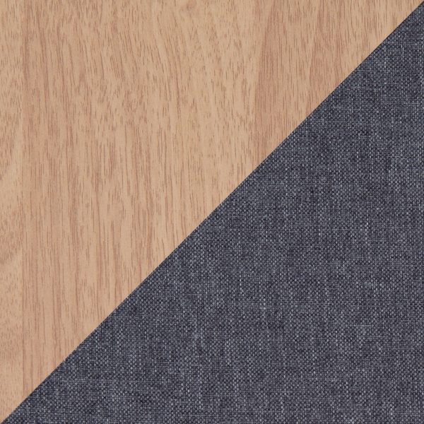 Telephone Contemporary Natural Wood and Grey Fabric Bench 8