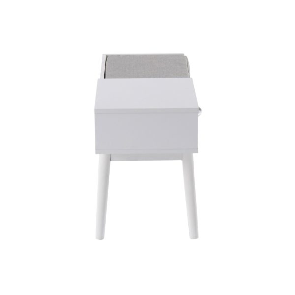 Telephone White Wood Contemporary Bench with Drawer 2