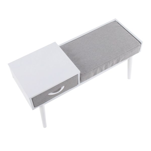Telephone White Wood Contemporary Bench with Drawer 6