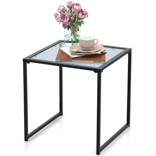 Tempered Glass End Table with Metal Frame for Small Spaces - Image 4