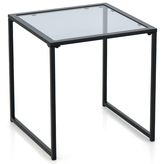 Tempered Glass End Table with Metal Frame for Small Spaces - Image 3