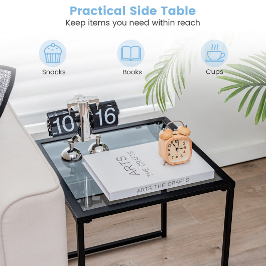 Tempered Glass End Table with Metal Frame for Small Spaces - Image 7