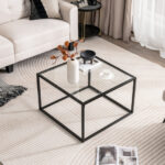 Modern Glass Coffee Table with Metal Frame for Compact Spaces