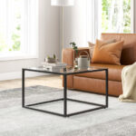Modern Glass Coffee Table with Metal Frame for Compact Spaces