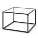 Modern Glass Coffee Table with Metal Frame for Compact Spaces