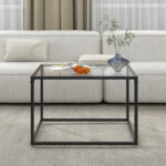 Modern Glass Coffee Table with Metal Frame for Compact Spaces